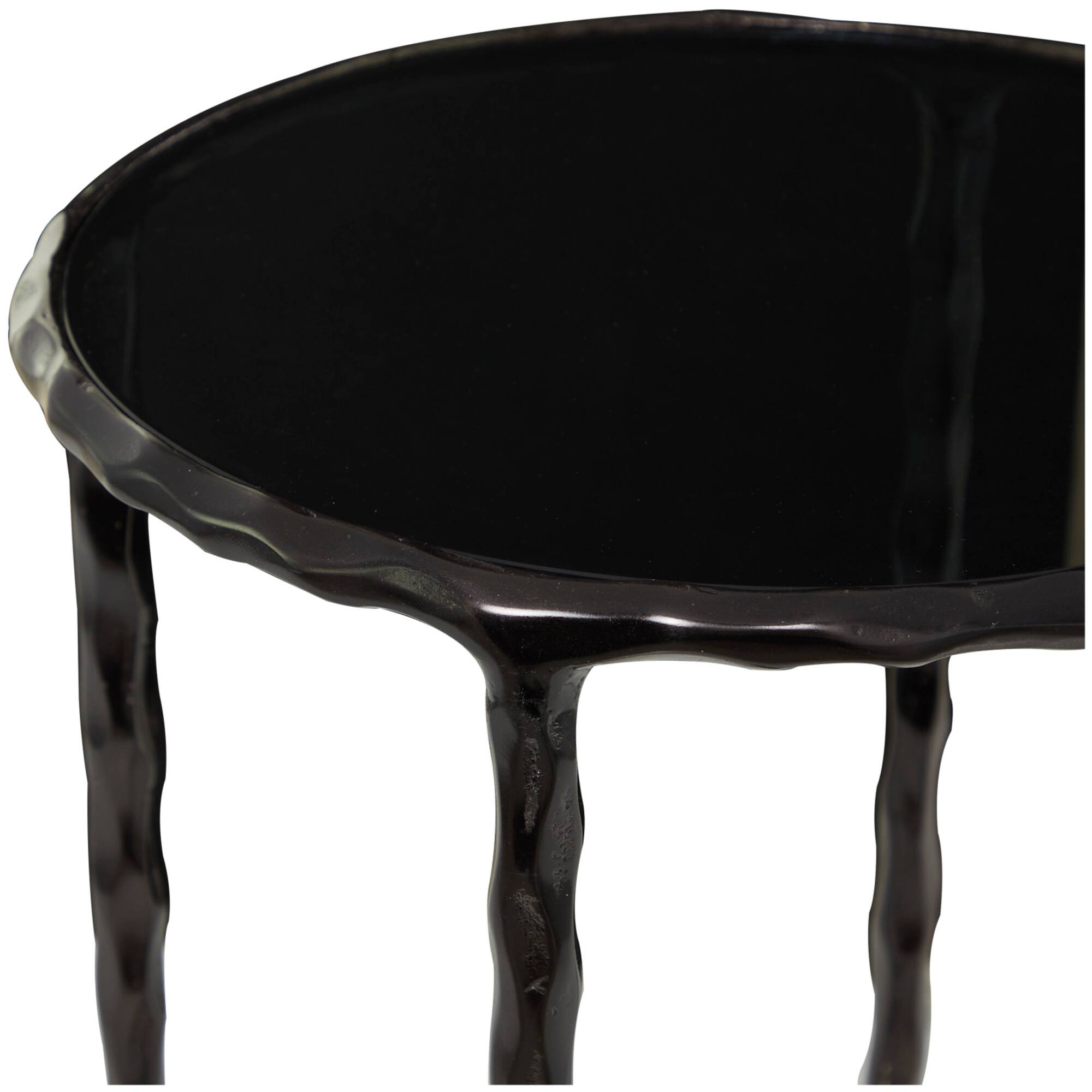 22" Aluminum Accent Table with Shaded Glass Top